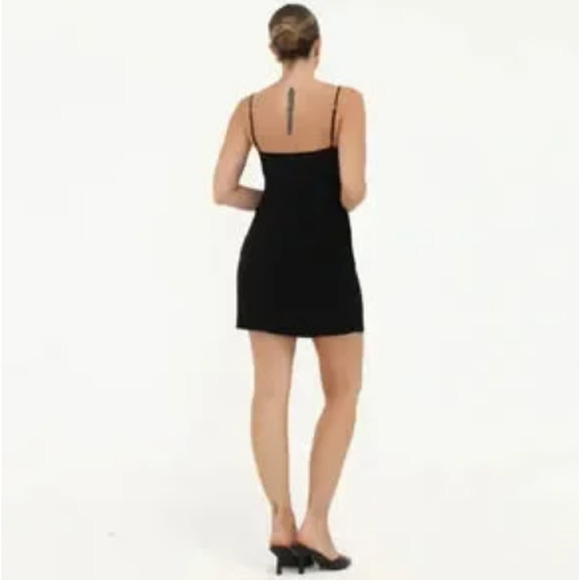 Rumored Posh Mini Dress Spaghetti Strap Little Black Dress Sz 2 Chic Minimalist - Picture 2 of 13